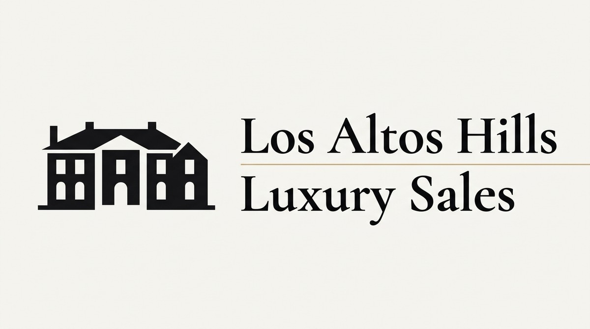 Stylized black house icon with "Los Altos Hills Luxury Sales" text on a light background.