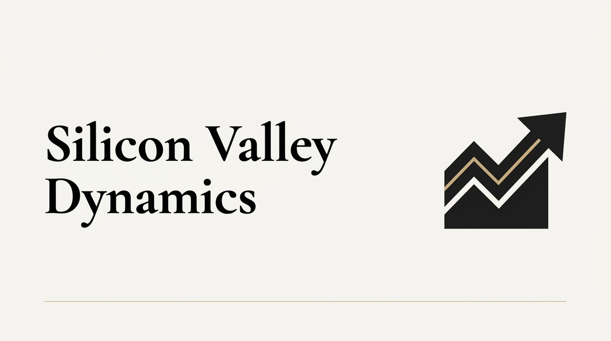 Text "Silicon Valley Dynamics" with a black and gold upward trending graph icon on a light background.